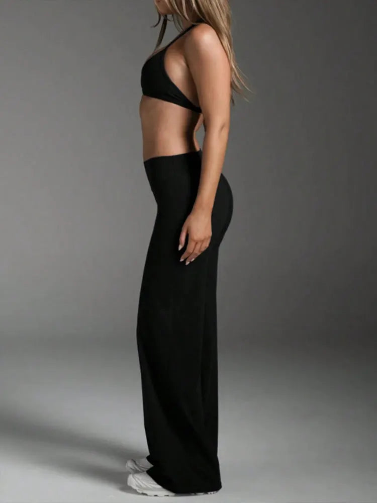 Pantaloni da yoga a vita alta da donna, a gamba dritta, per palestra, effetto seconda pelle, modellanti, a gamba larga, per fitness