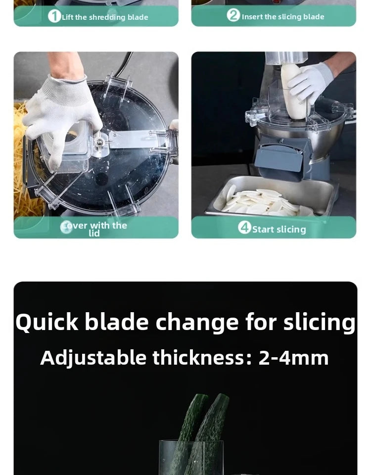 4-in-1 Vegetable Slicer Machine, Electric Food Chopper for Kitchen Household/Commercial Use Commercial-Grade Efficient Vegetable