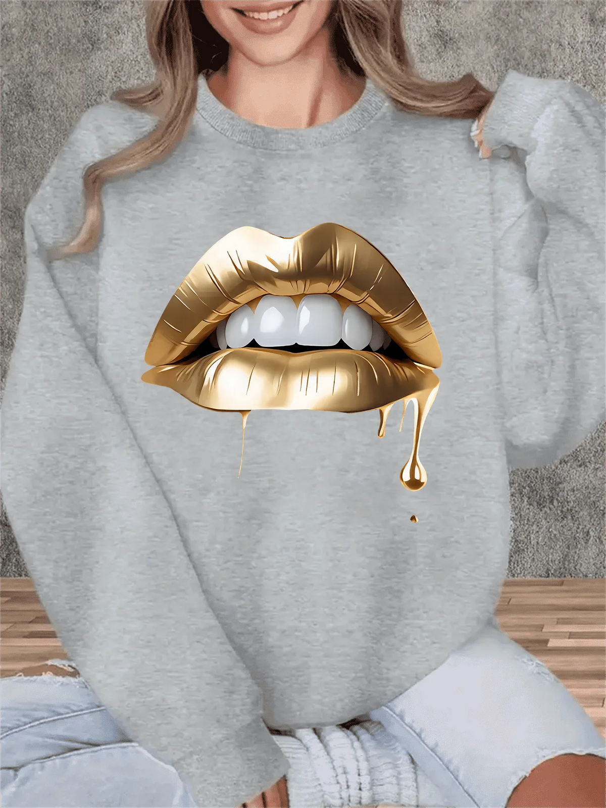 Pullover con cappuccio girocollo a maniche lunghe in velluto stampato con motivo a lettere comode e casual autunnali e invernali da donna