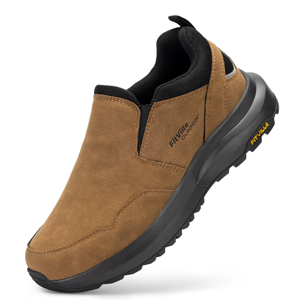 FitVille Mocassini da trekking extra larghi da uomo, comode scarpe da passeggio ortopediche con supporto per l'arco plantare per sentieri di trekking all'aperto, piedi piatti e sollievo dal dolore ai piedi
