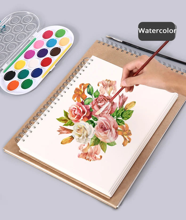 Art Sketchbook 160GSM Kraft Paper Spiral Coil Book Office School Supplies Drawing Notepad Stationary