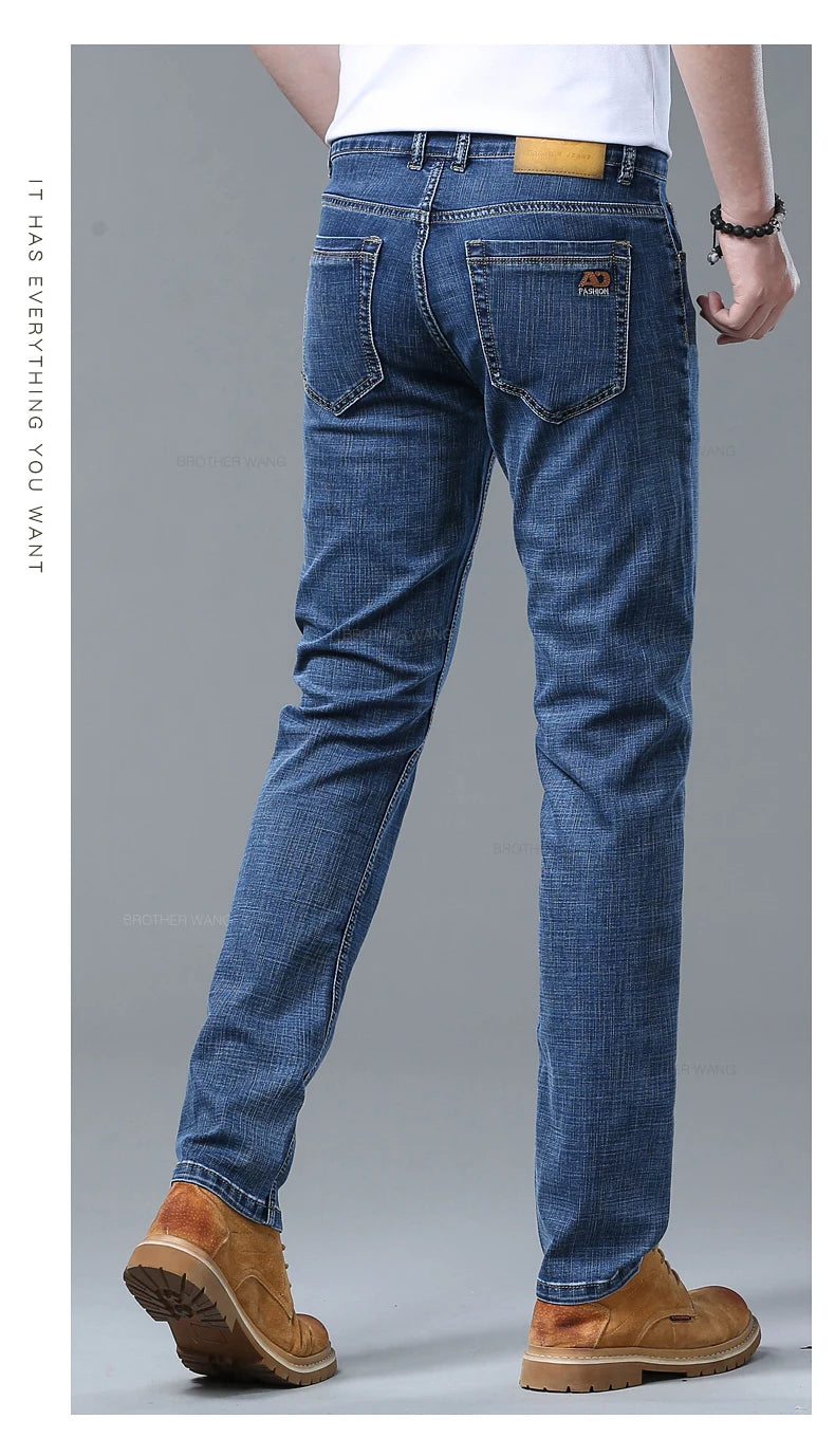 Jeans slim azzurri da uomo primaverili Pantaloni in denim in tessuto elasticizzato casual alla moda Pantaloni classici Grigio fumo