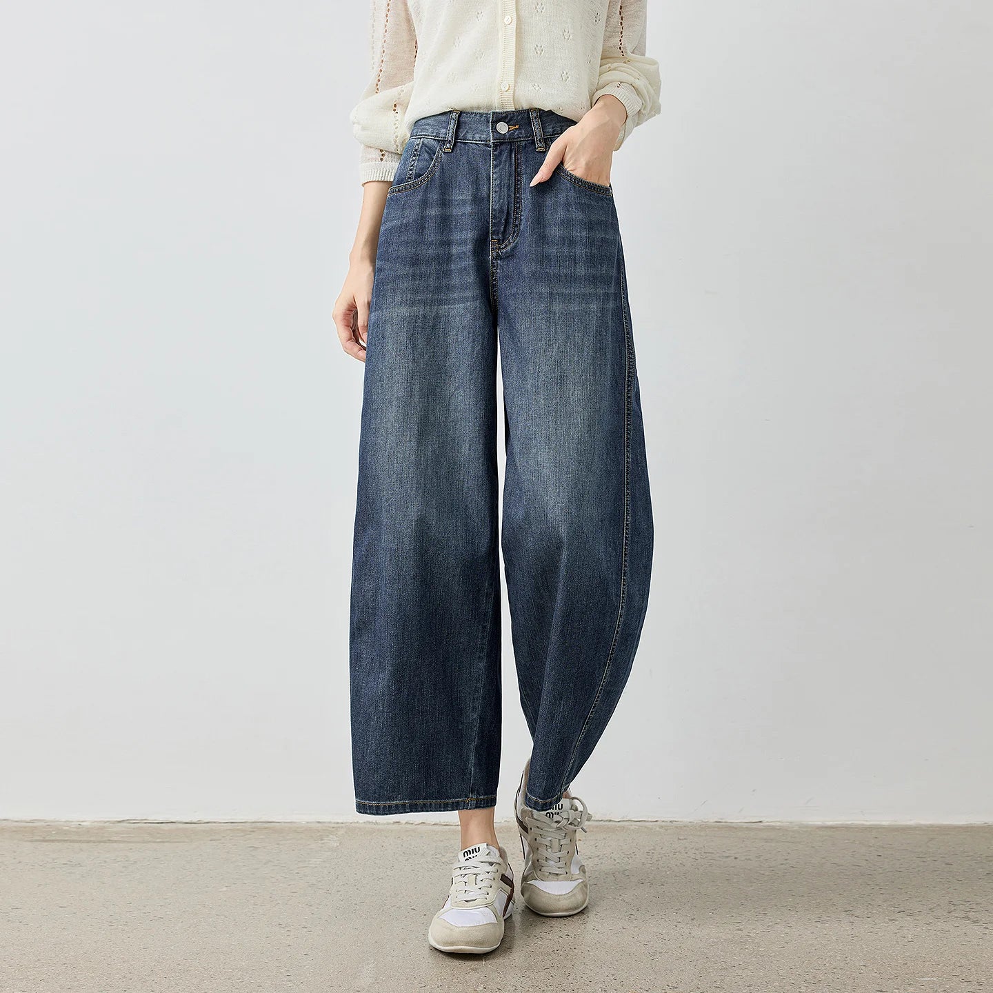 TOYOUTH Jeans da donna 2026 Autunno Nuovi pantaloni cropped a gamba larga deconstruiti con vestibilità snellente