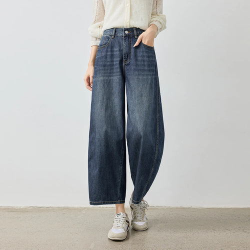 TOYOUTH Jeans da donna 2026 Autunno Nuovi pantaloni cropped a gamba larga deconstruiti con vestibilità snellente
