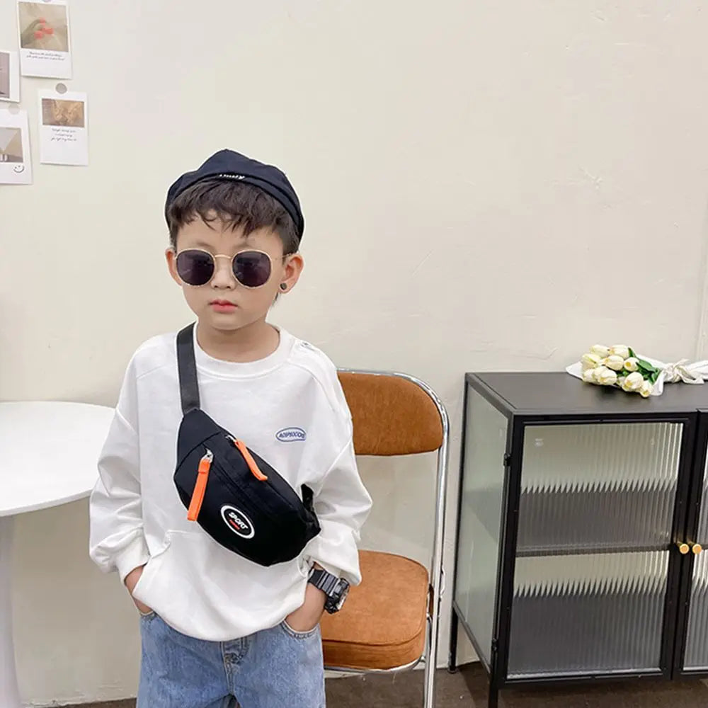 Borsa da petto per bambini carina di nuova moda Borsa a tracolla con tracolla monospalla Borsa diagonale in tela Borsa con cerniera per ragazza e ragazzo Portamonete