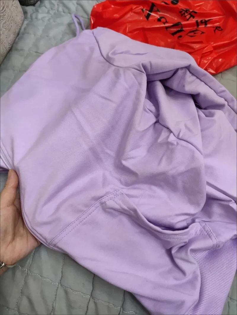 2025 Primavera Autunno Donna Felpe con cappuccio Felpe Giacca con cerniera Studentessa Top Sottile cappotto a maniche lunghe Lady Viola Capispalla casual