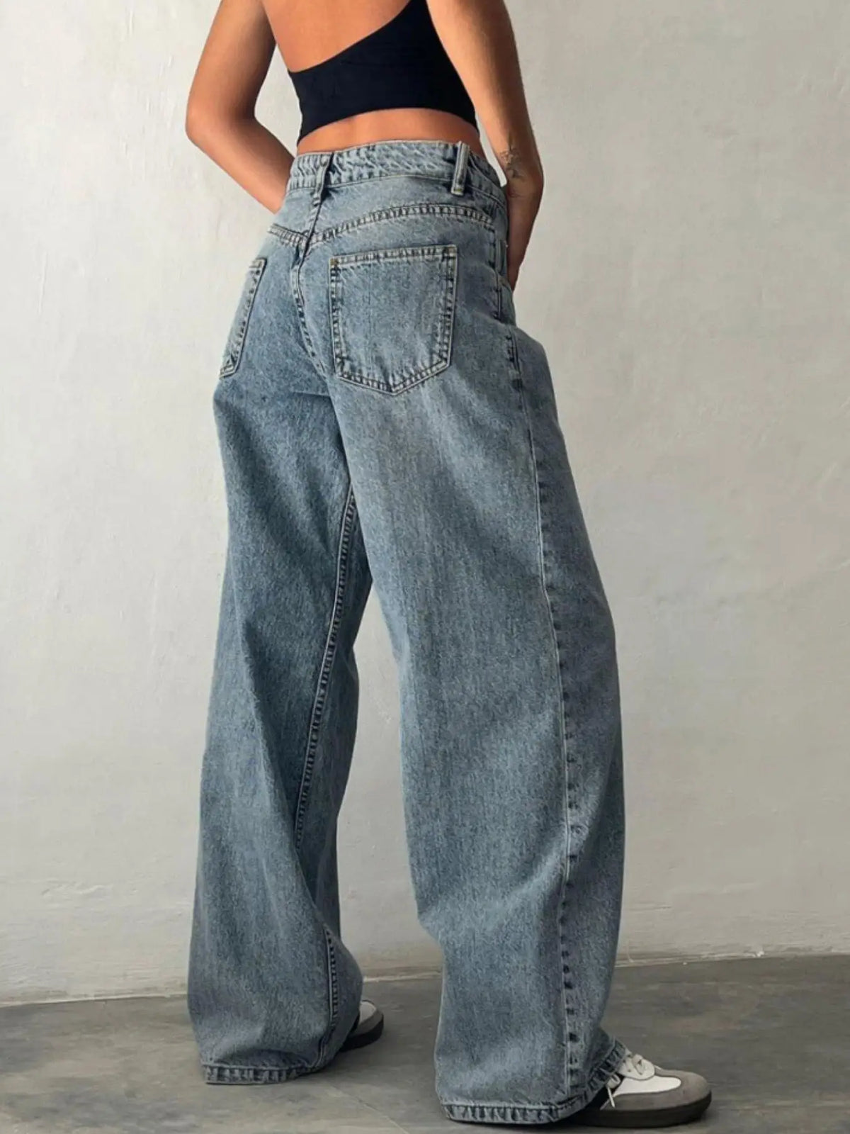 Jeans Larghi Y2K per Donne, Trendy a Vita Bassa, Gamba Dritta Casual, Jeans Boyfriend con Tasche, Abbigliamento Streetwear