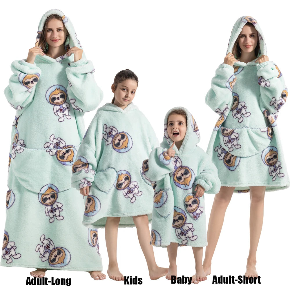 Felpe con cappuccio extra lunghe per donna Abbigliamento invernale per la casa Coperte di flanella per adulti con maniche Felpe con cappuccio morbide e calde per ragazze