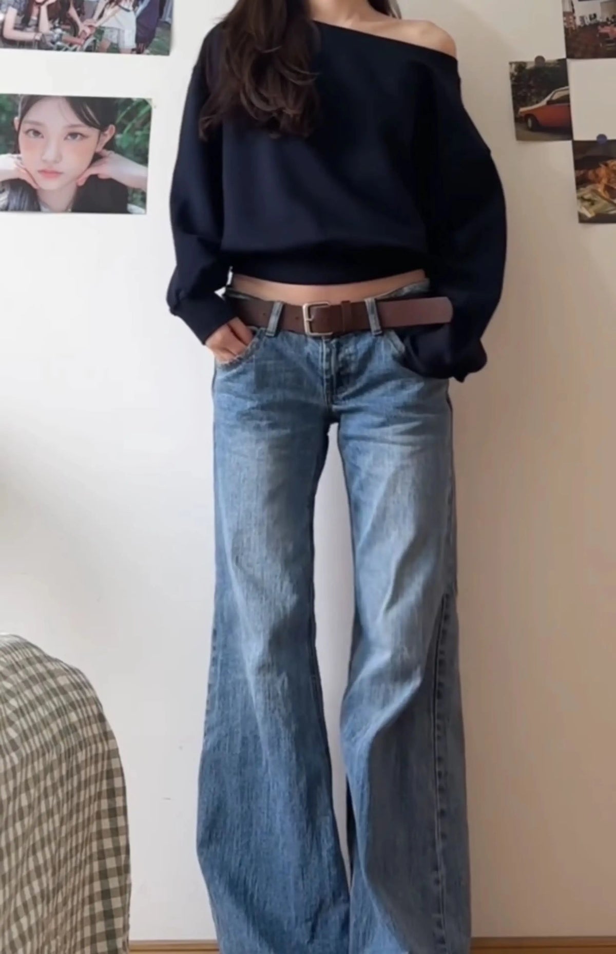 Autunno Inverno Donna Vintage Old Money Baggy Flare Jean Giapponese Y2K Streetwear Pantaloni in denim Grunge Bell-Bottom High Street Coreano