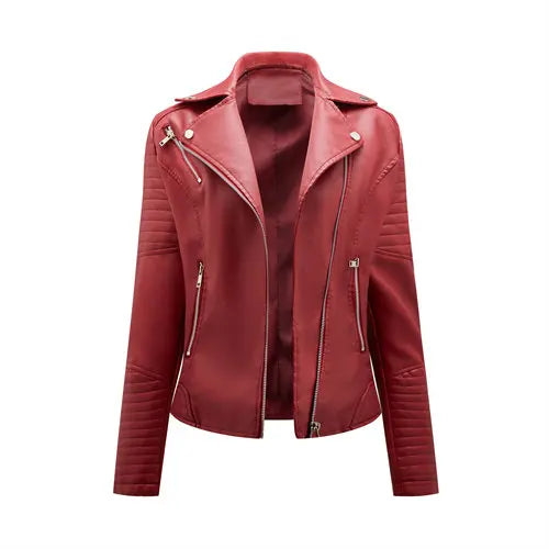 2026 Giacca in ecopelle da donna di nuova moda, cappotto casual in PU con cerniera primavera autunno, capispalla da motociclista femminile abbigliamento da donna S-XXXL
