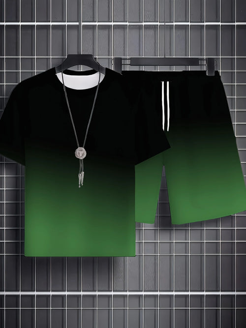 Set sportivo da uomo Set da due pezzi Girocollo Top a maniche corte e pantaloncini Completo da corsa da uomo T-shirt taglie forti T-shirt estiva da uomo