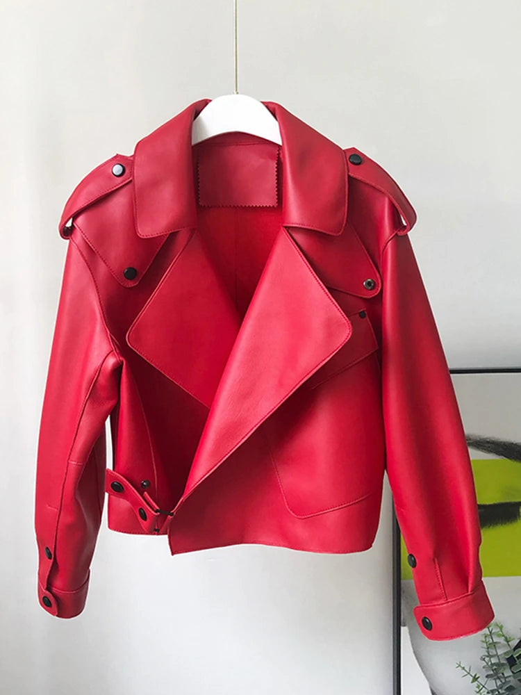 Fitaylor Primavera Autunno Donna Giacca in pelle PU Casual Lady Cappotto in pelle da motociclista antivento