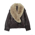 TFMLN 2025 Donne di Inverno Allentato Giacca In Ecopelle Moda Rimosso Grande Collo di Pelliccia Cappotto Causale High Street Doppio Petto Outwear