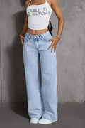 Jeans per donna Y2k vestiti pantaloni in denim a gamba larga azzurri moda allentata semplice elasticizzato libero quattro stagioni popolare casual