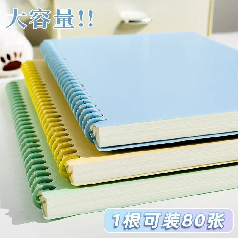 A4/A5/B5 Removable Spiral Notebook 60 Sheets Underline/Blank Loose Leaf Journal Macaron Binder for Students