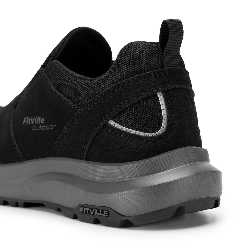 FitVille Mocassini da trekking extra larghi da uomo, comode scarpe da passeggio ortopediche con supporto per l'arco plantare per sentieri di trekking all'aperto, piedi piatti e sollievo dal dolore ai piedi