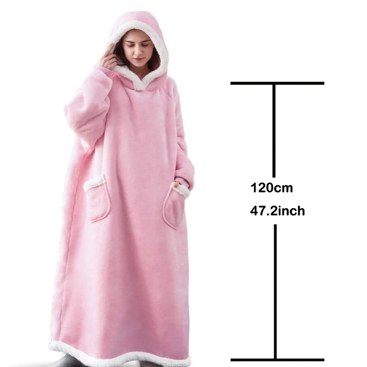 Felpe con cappuccio invernali Felpa in pile spesso caldo TV gigante Coperta indossabile oversize con maniche in flanella Coperta con cappuccio