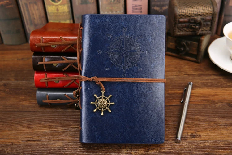 Retro Spiral Notebook Diary Notepad Vintage Pirate Anchors PU Leather Note Book Replaceable Stationery Gift Traveler Journal