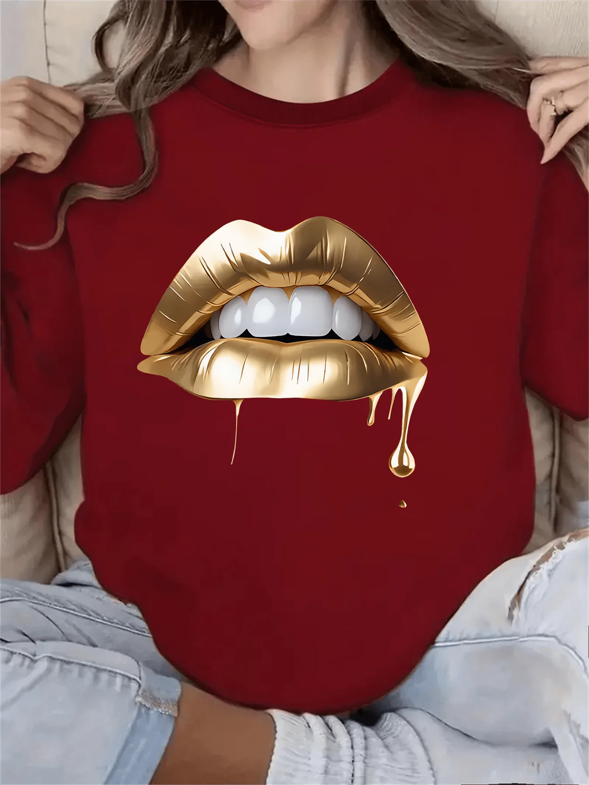 Pullover con cappuccio girocollo a maniche lunghe in velluto stampato con motivo a lettere comode e casual autunnali e invernali da donna
