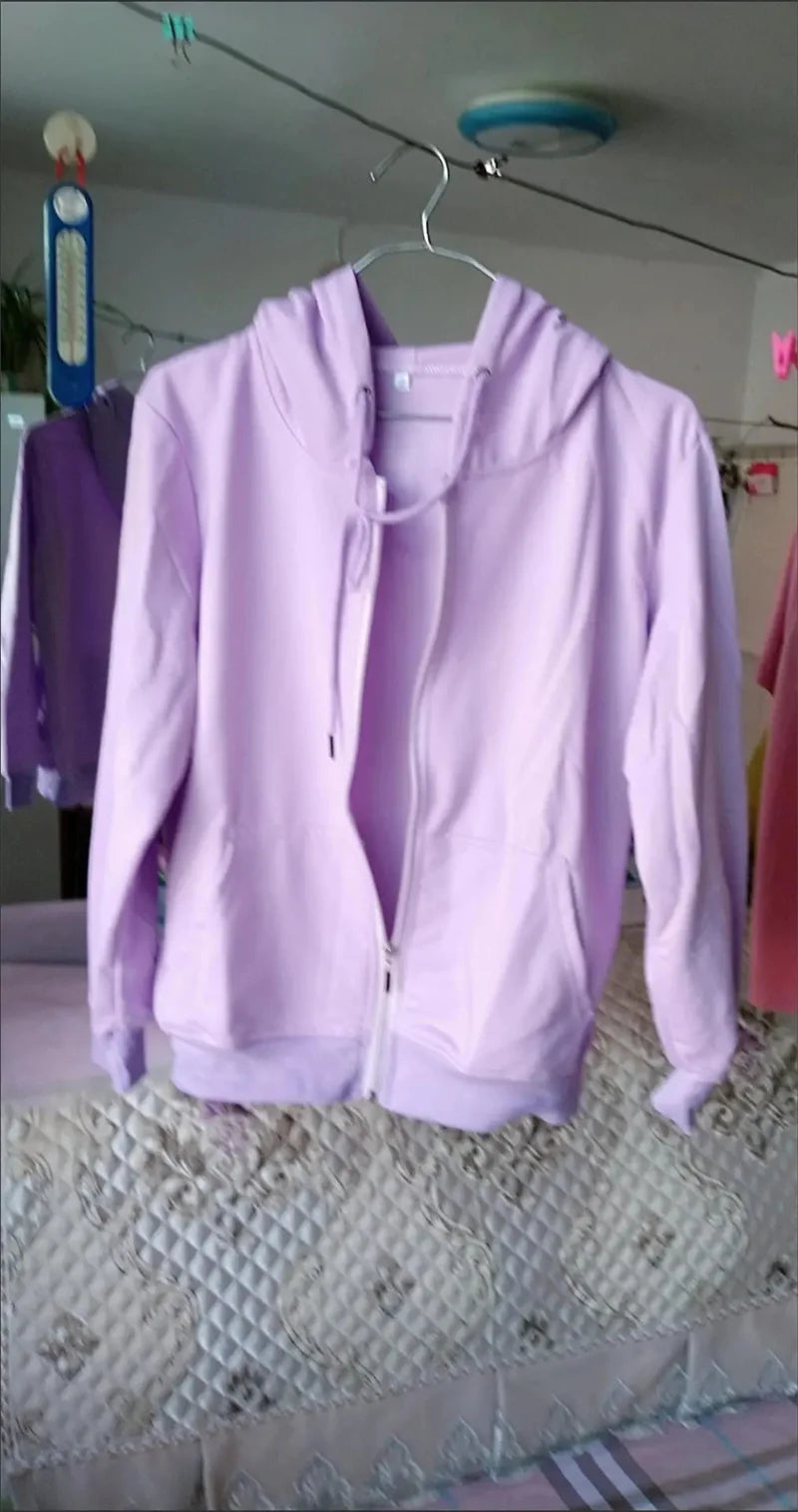 2025 Primavera Autunno Donna Felpe con cappuccio Felpe Giacca con cerniera Studentessa Top Sottile cappotto a maniche lunghe Lady Viola Capispalla casual