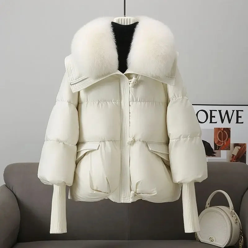 2025 inverno nuovo piumino corto imbottito donna Parka collo di pelliccia cappotti di cotone spesso vestiti nero tuta sportiva casual femminile nuovo