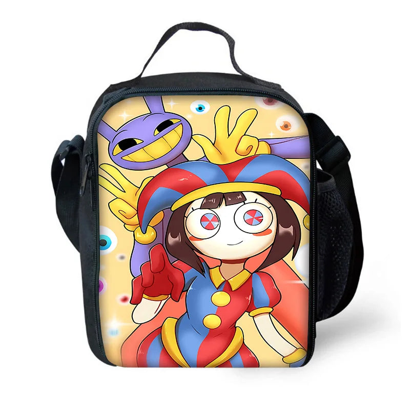 Zaino scolastico per bambini Cartoon A-AmazingS DigitalS Circus con borse per il pranzo, astucci, zaini scolastici per ragazzi e ragazze, miglior regalo