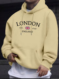 Elegante felpa con cappuccio con stampa bandiera dell'Inghilterra di Londra - Felpe con cappuccio alla moda da uomo con vestibilità regolare comoda a maniche lunghe