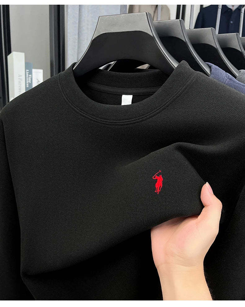 T-shirt a maniche lunghe di marca di lusso da uomo autunno Paul trendy squisito pony ricamo pullover allentato casual girocollo felpa