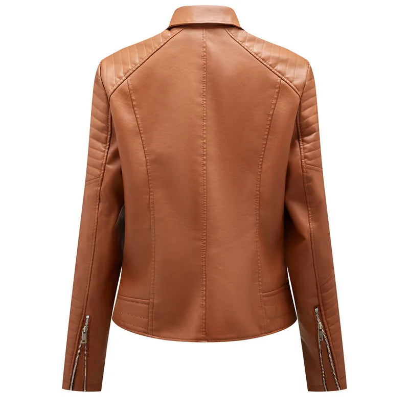 2026 Giacca in ecopelle da donna di nuova moda, cappotto casual in PU con cerniera primavera autunno, capispalla da motociclista femminile abbigliamento da donna S-XXXL