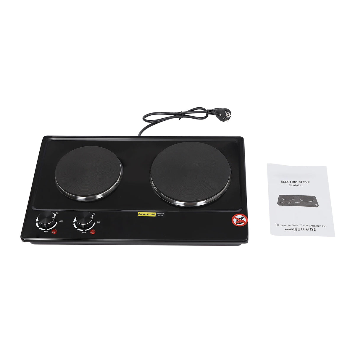 Electric Hob Cooker with 2 Plate| 2500W Electric Stove Cooktop| Knob Control, 6 Gear